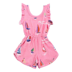 Maison Mangostan - Shorts con peto de muselina rosa