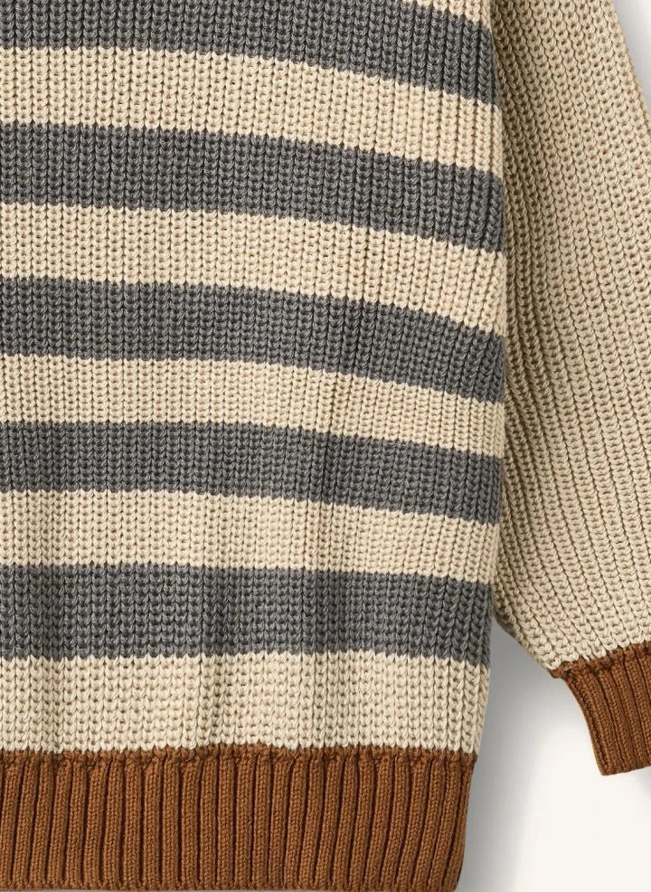 Wheat - Rasmus Suéter de Algodón Orgánico a Rayas | Beige