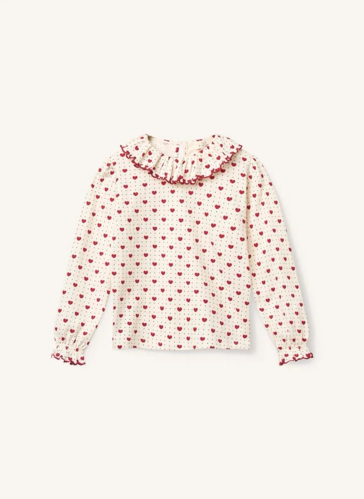 Copenhagen Colors - Blusa de crepé con cuello volantado y escote corazón | Ecru