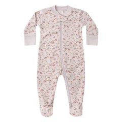 Quincy Mae - Mono de algodón orgánico con estampado floral y pies | Lila