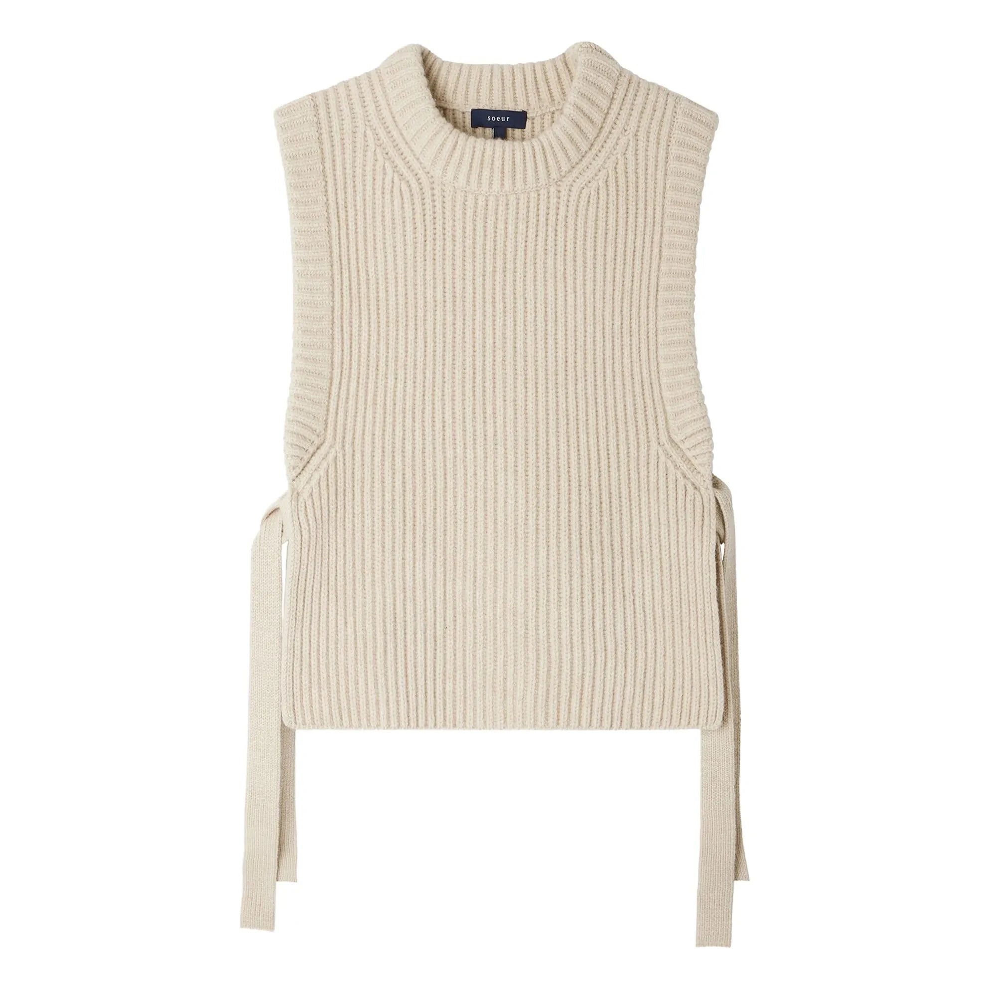 Soeur - Chaleco sin mangas de lana merino Firmus | Blanco jaspeado