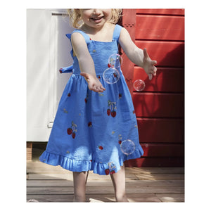 Fliink - Vestido palabra de honor Apple Strawberry | Azul azur