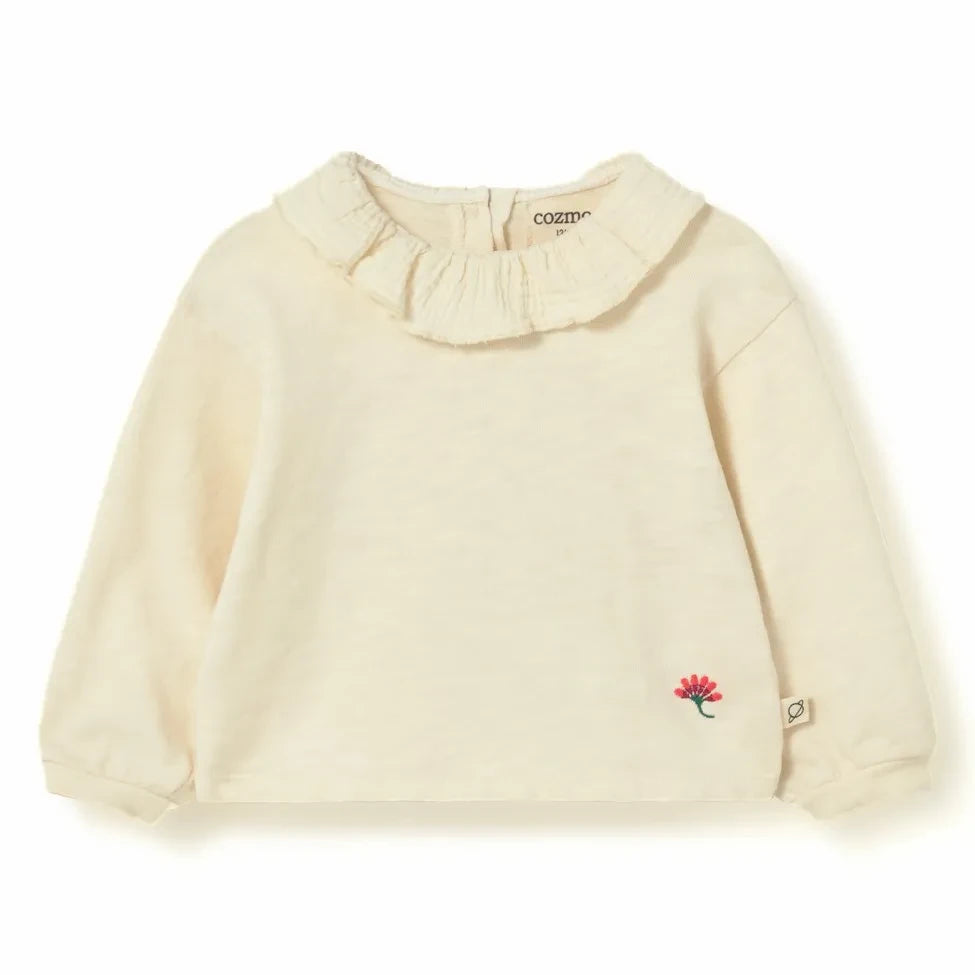 Cozmo - Camiseta Clara con cuello de volantes | Marfil