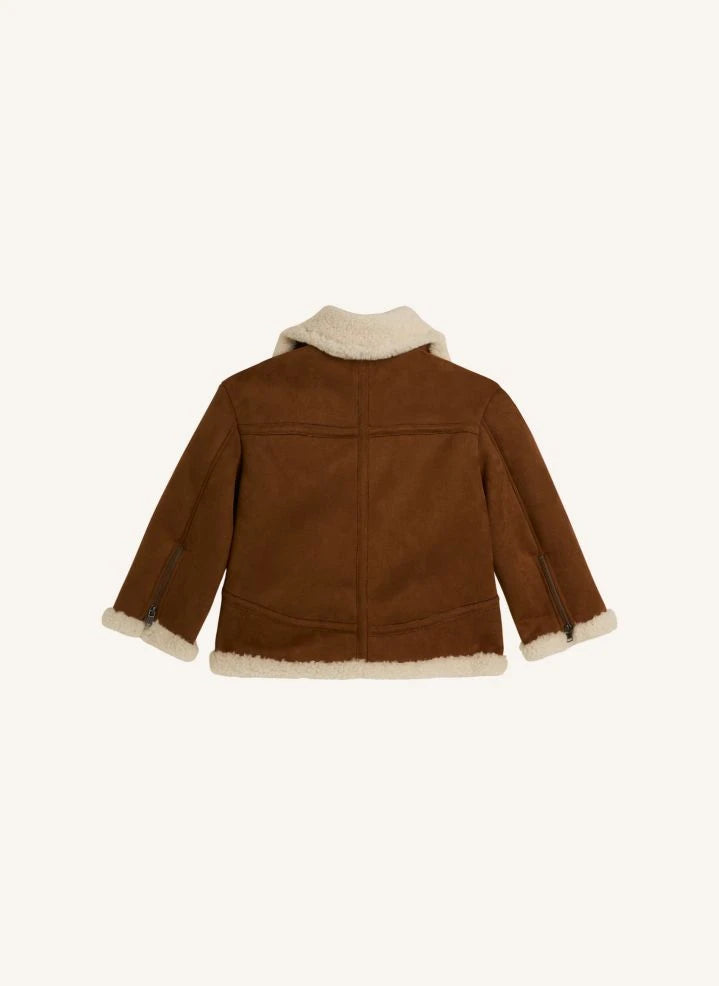 Stella McCartney Kids - Chaqueta Sherpa de Ante Suave | Marrón