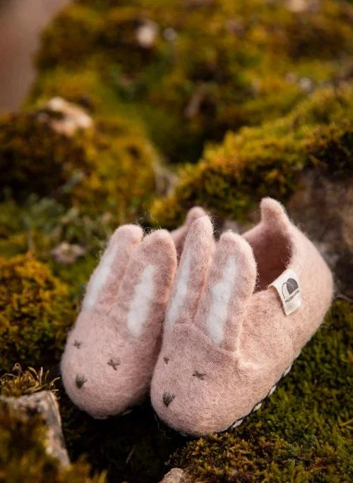 Muskhane - Zapatillas de conejo de fieltro | Rosa polvo