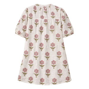 Lililotte - Vestido de algodón orgánico arrugado con estampado floral Romy Flowers | Crudo