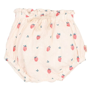 Búho - Bragas Bloomers de Algodón Orgánico con Estampado de Fresas | Rosa Polvo