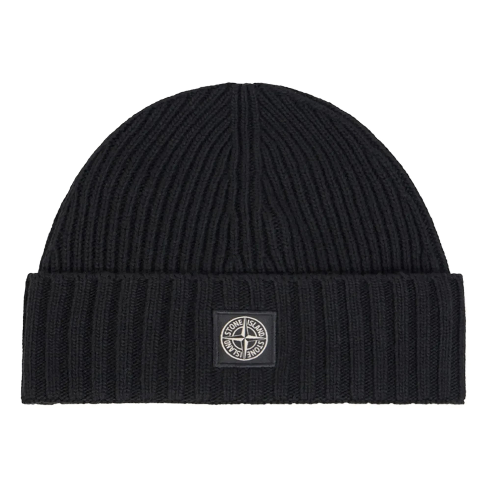 Stone Island - Gorro de lana con logo | Negro