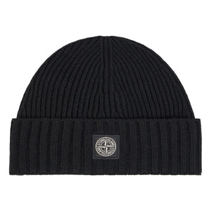Stone Island - Gorro de lana con logo | Negro