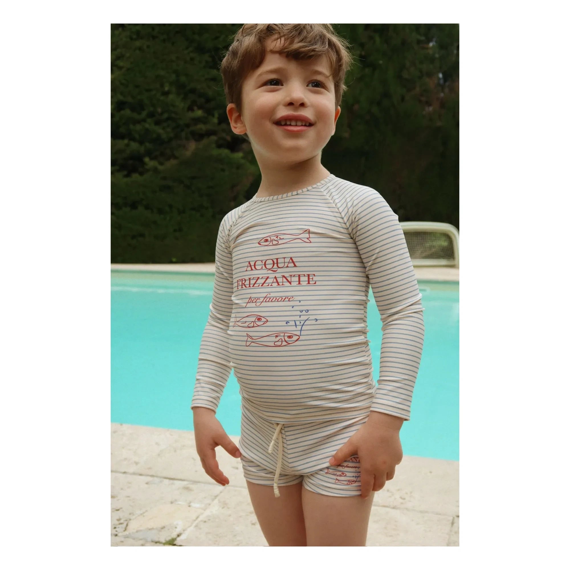 Konges Sløjd - Bañador bóxer de fibra reciclada de rayas Aster | Beige