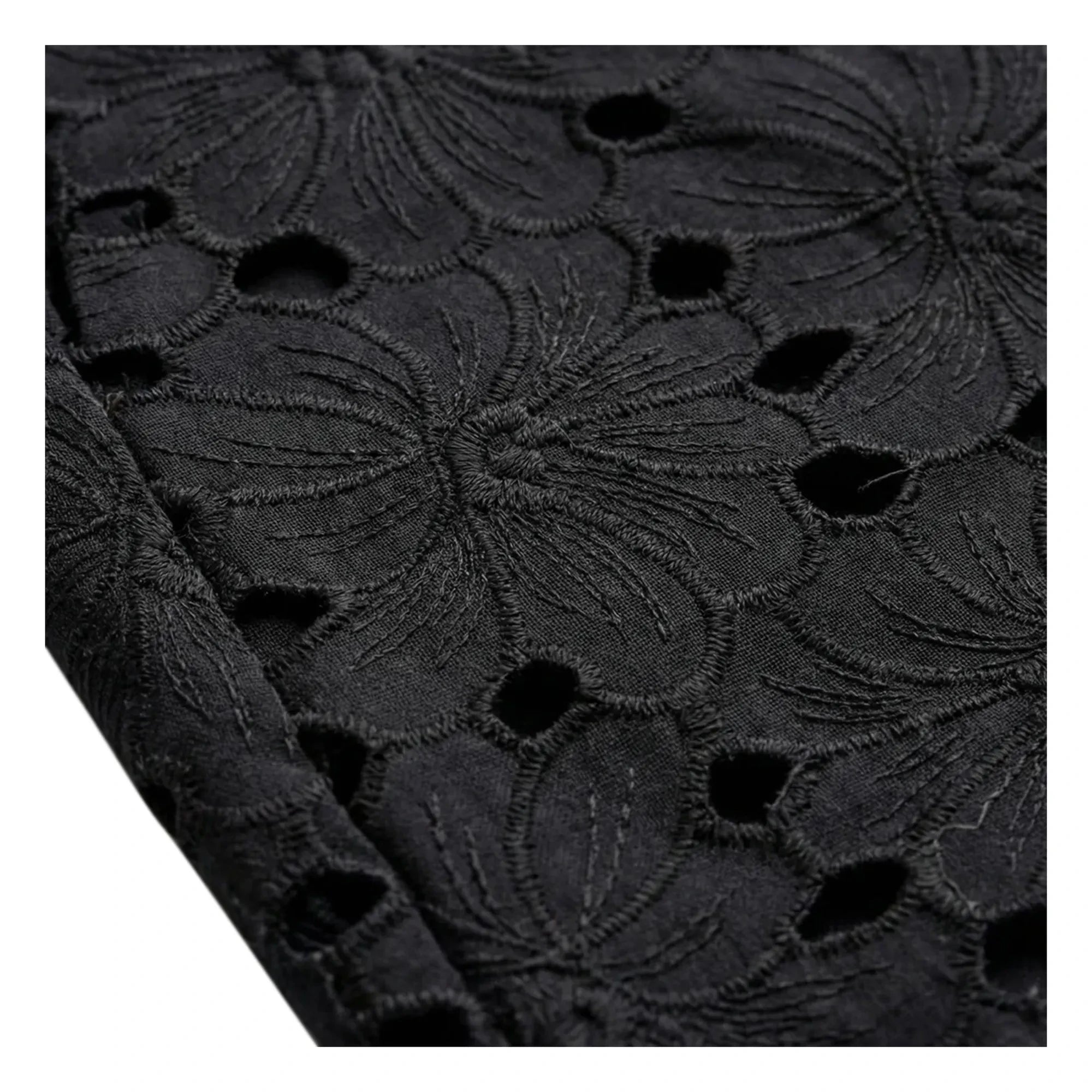 BELLEPIECE - Pantalón de algodón bordado Sicilia | Negro