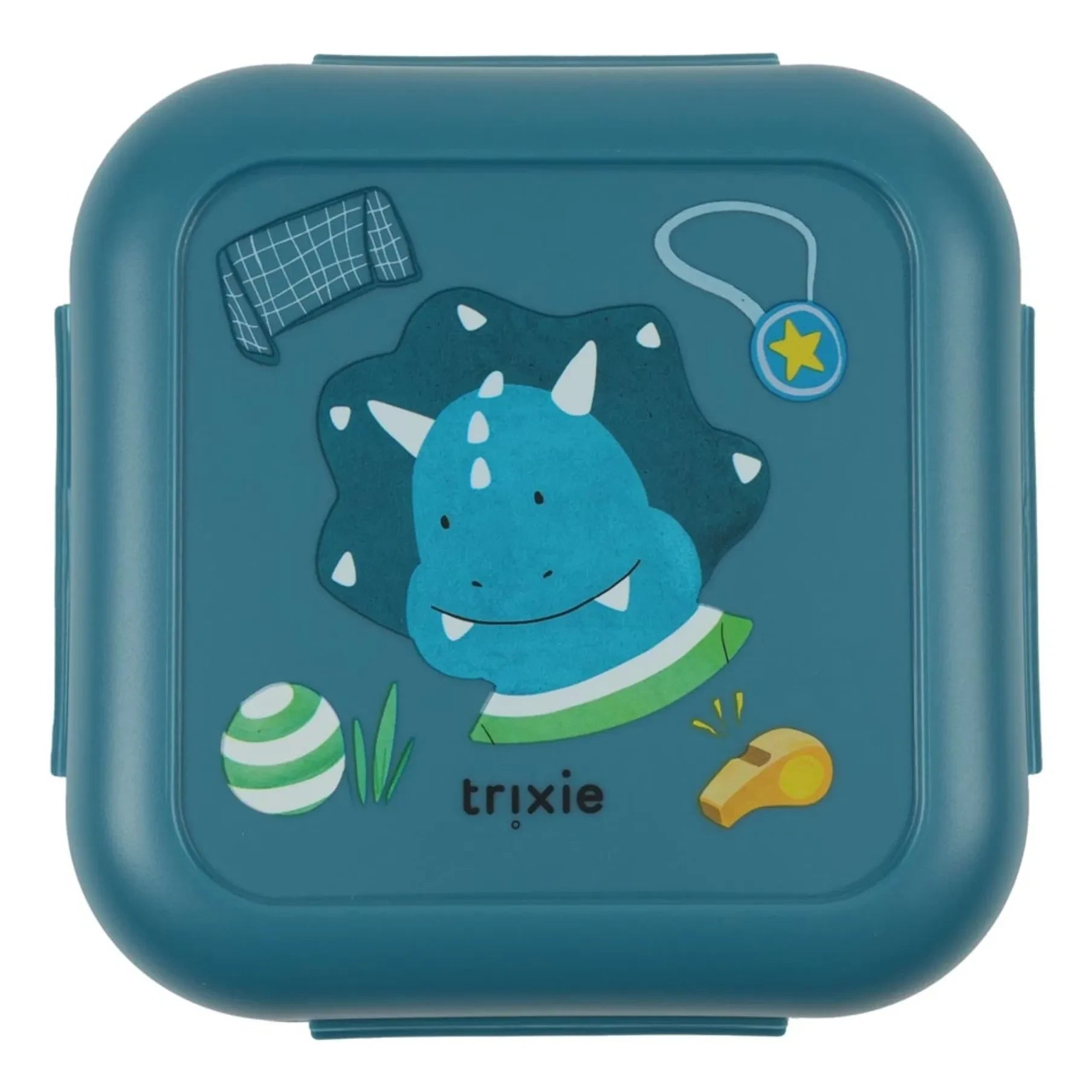 Trixie - Fiambrera con clip de jugador de béisbol Sr. Triceratops | Azul