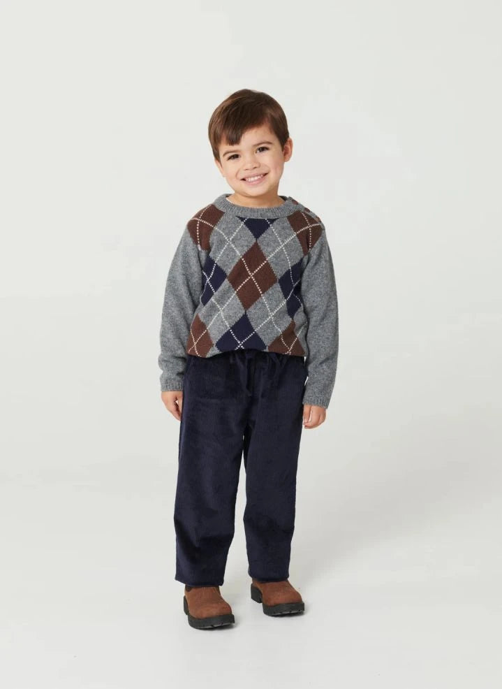 Copenhagen Colors - Jersey de lana gris con argyle