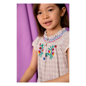 Louise Misha - Vestido bordado Edith Carreaux Algodón orgánico | Crema