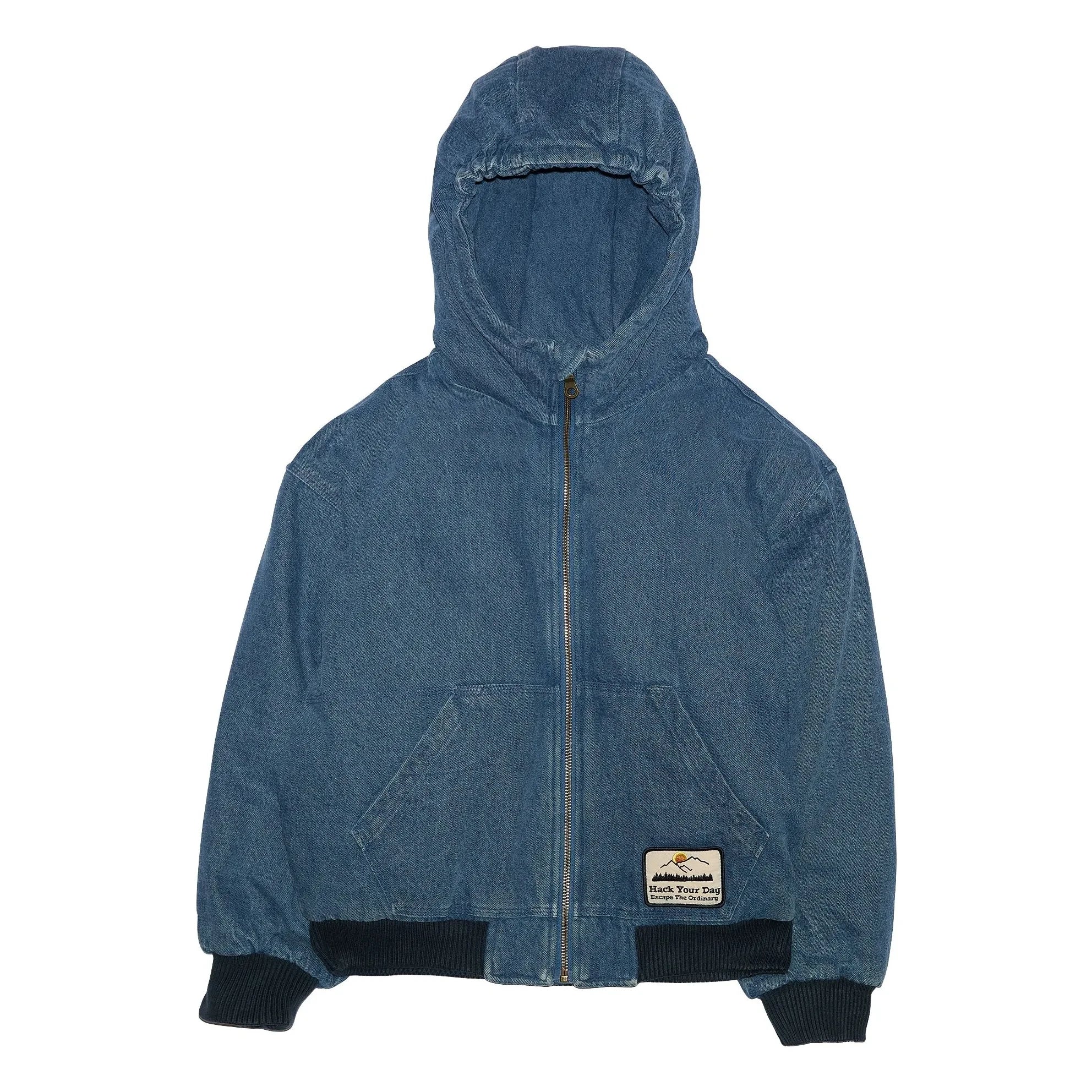 Hundred Pieces - Chaqueta con capucha de denim mate | Azul denim