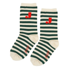 Jenest - J Calcetines de algodón orgánico a rayas | Verde cromo
