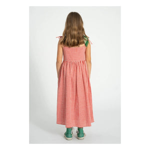 Piupiuchick - Vestido maxi de algodón orgánico Gingham | Rojo