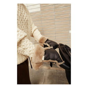 BINIBAMBA - Guantes de piel de cordero para cochecito de bebé | Tostado