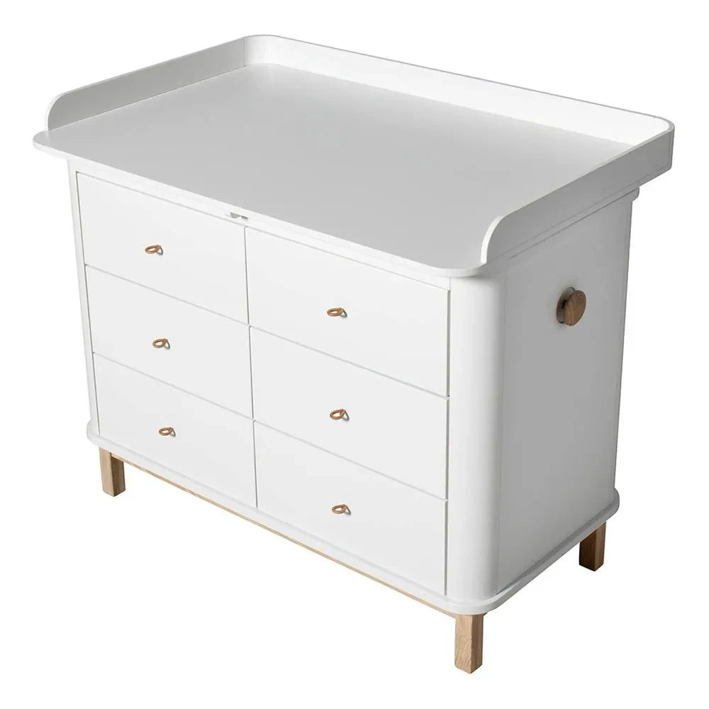 Oliver Furniture - Unidad de cambio de pañales grande para cómoda de 6 cajones | Blanco