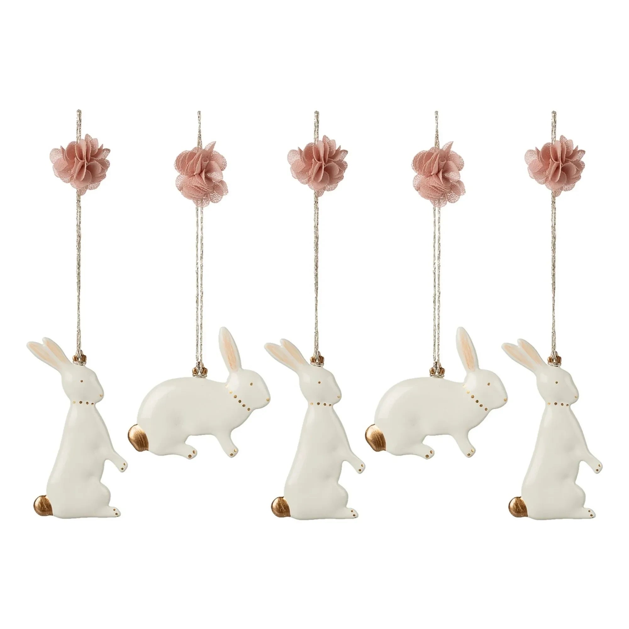 Maileg - Adornos de Pascua de Conejo Metálicos - Set de 5