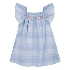 Bonton - Vestido fruncido de cuadros Natasha | Azul