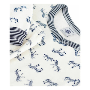 Petit Bateau - Pijama de algodón orgánico con estampado de cebra | Crudo