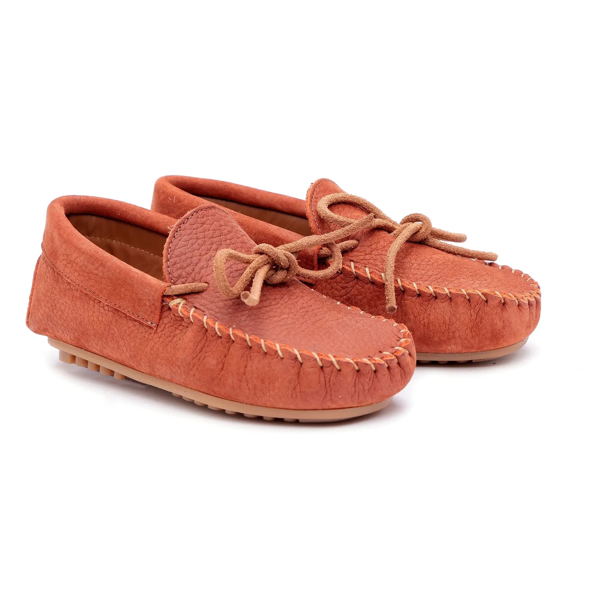 Pèpè - Mocasines de nubuck de dos piezas | Rojo ladrillo