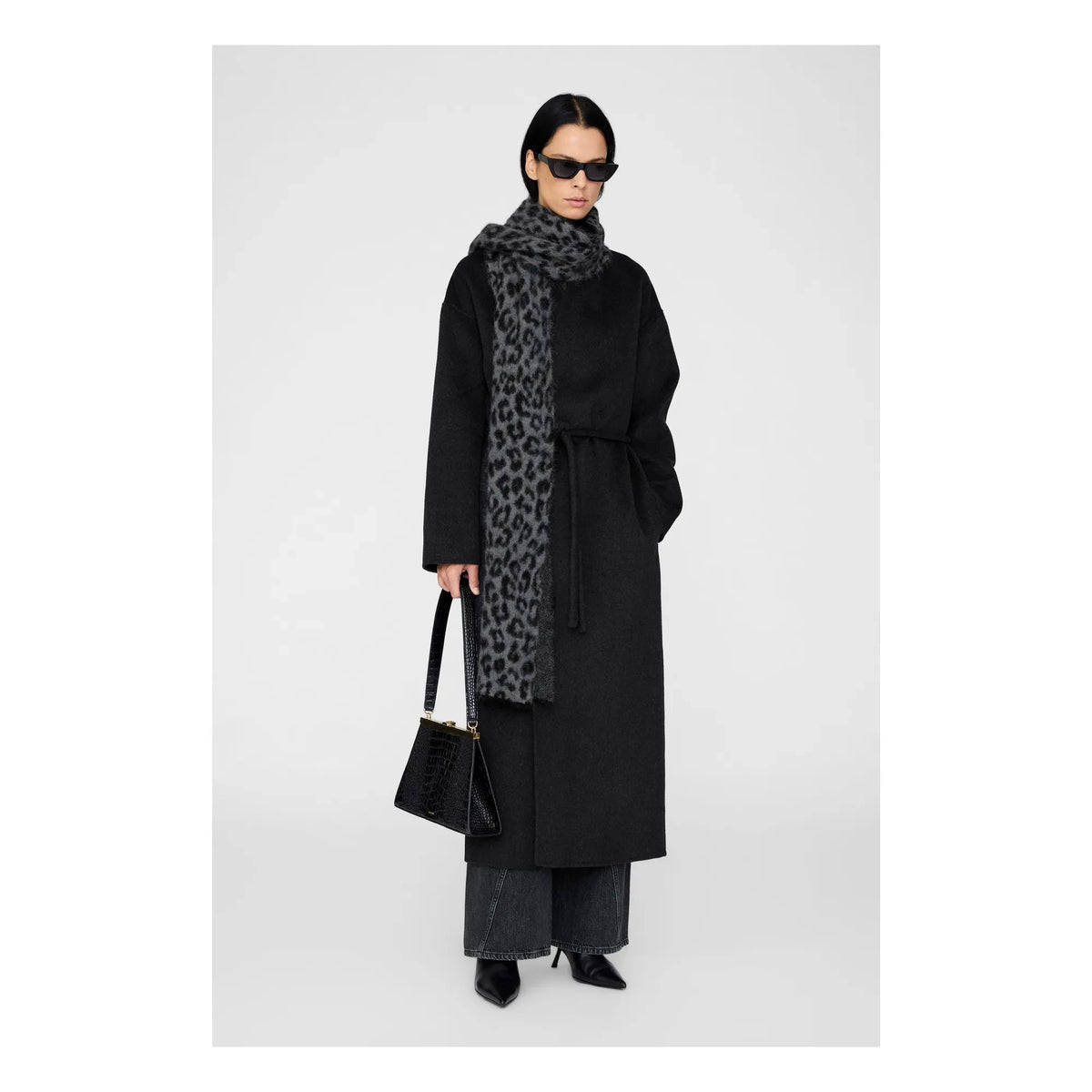 Anine Bing - Bufanda Hannah Leopardo Alpaca | Gris