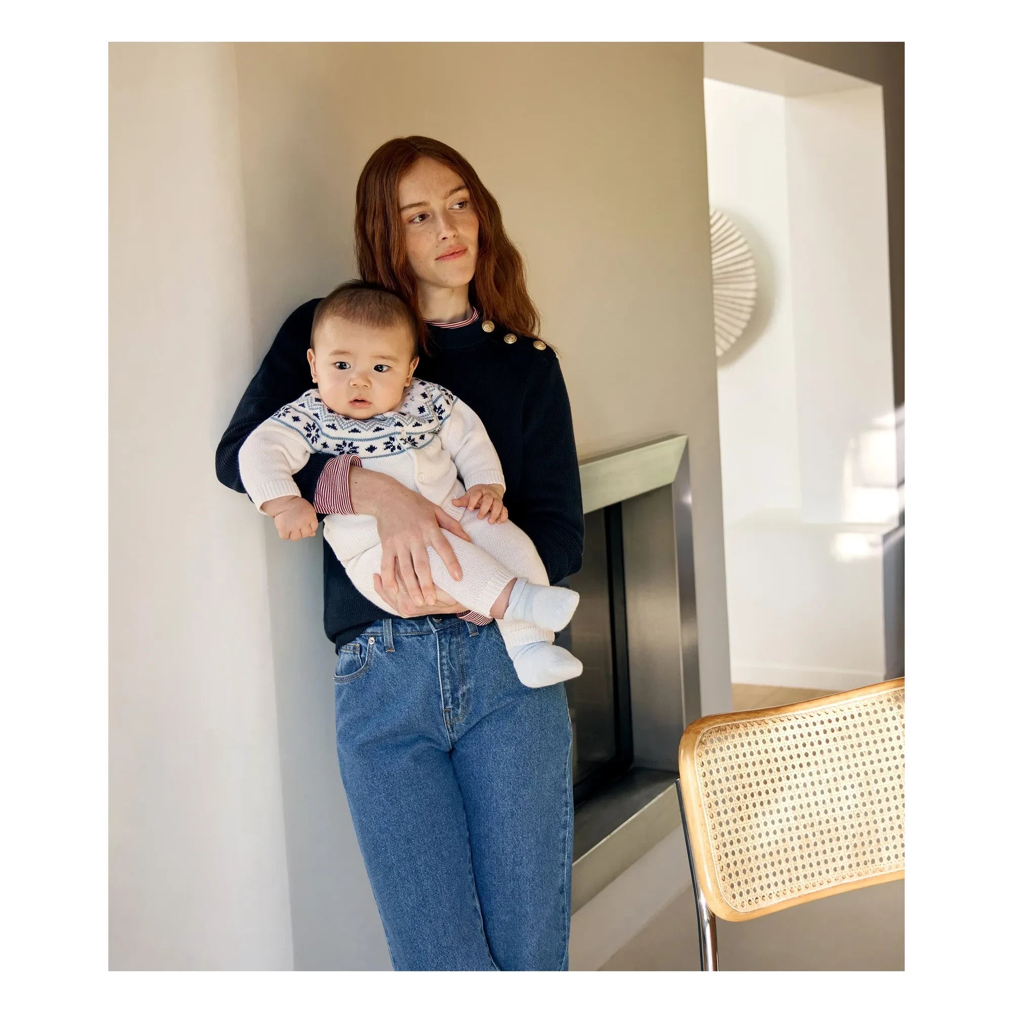 Petit Bateau - Conjunto de cárdigan y pantalón de lana | Crudo