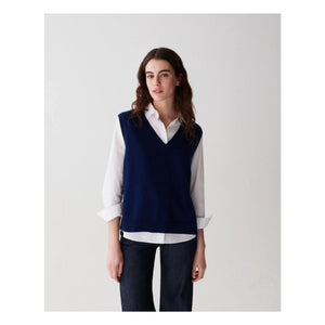 Bompard - Suéter de cachemira sin mangas y cuello de pico | Azul marino