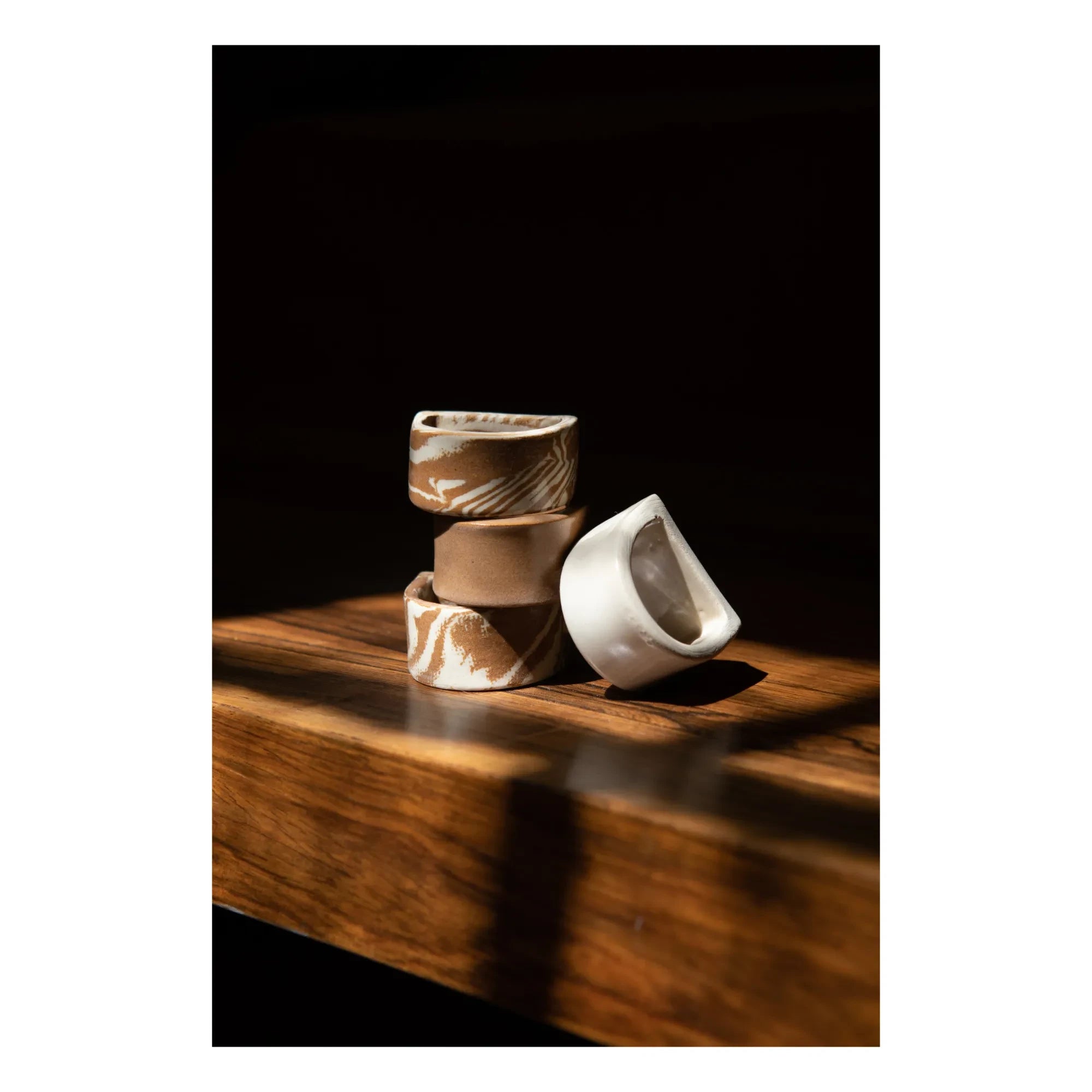 Franca Atelier - Anillos para Servilletas (4 unidades) | Mármol Marrón