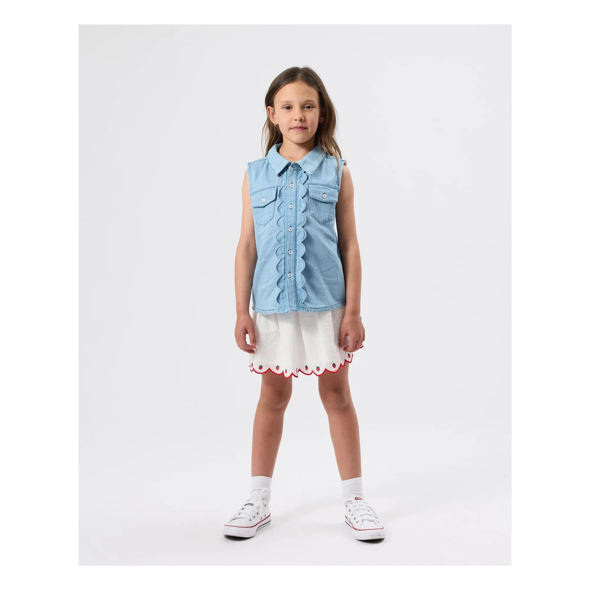 Goldie + Ace - Chaleco Chambray Sin Mangas | Azul