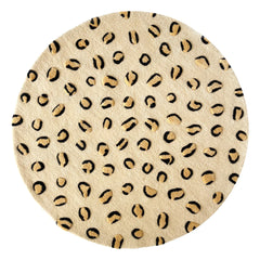 Maison Deux - Alfombra redonda de lana con estampado de leopardo