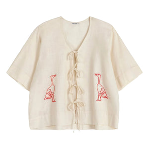 Bobo Choses - Blusa bordada de algodón orgánico | Crema