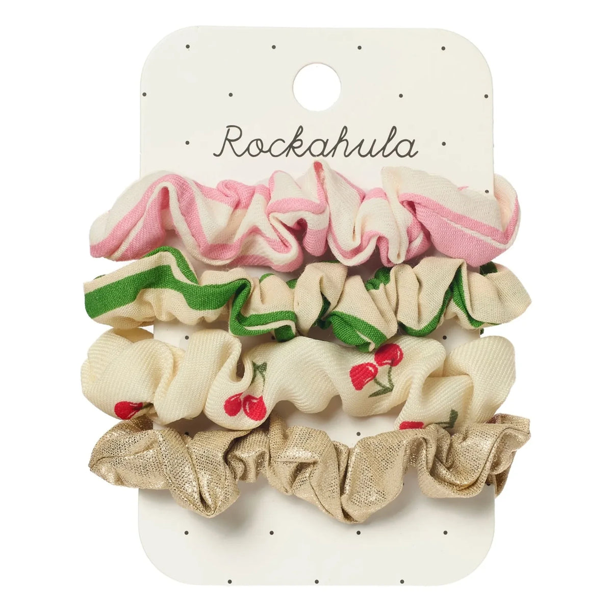 Rockahula Kids - Set de 4 coleteros Cherry Kiss de rayas | Crudo