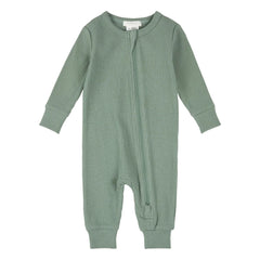 Petit Lem - Pijama de canalé de algodón orgánico | Verde Celadón