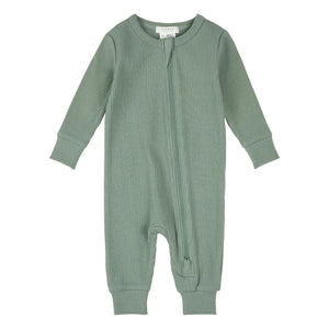 Petit Lem - Pijama de canalé de algodón orgánico | Verde Celadón