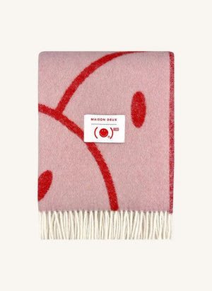 Maison Deux - Manta de Lana - Maison Deux x Smiley | Rosa Pálido
