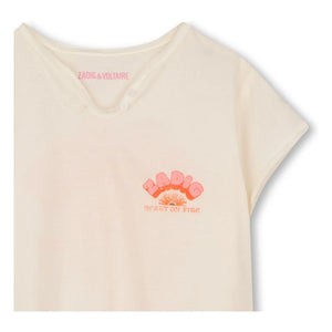 Zadig & Voltaire - Heart On Fire Tunus yakalı T-shirt | Ekru