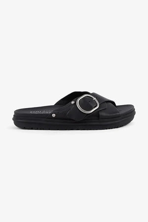 Emu Australia sandalias planas de piel para mujer Ebony