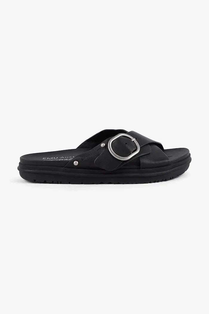 Emu Australia sandalias planas de piel para mujer Ebony