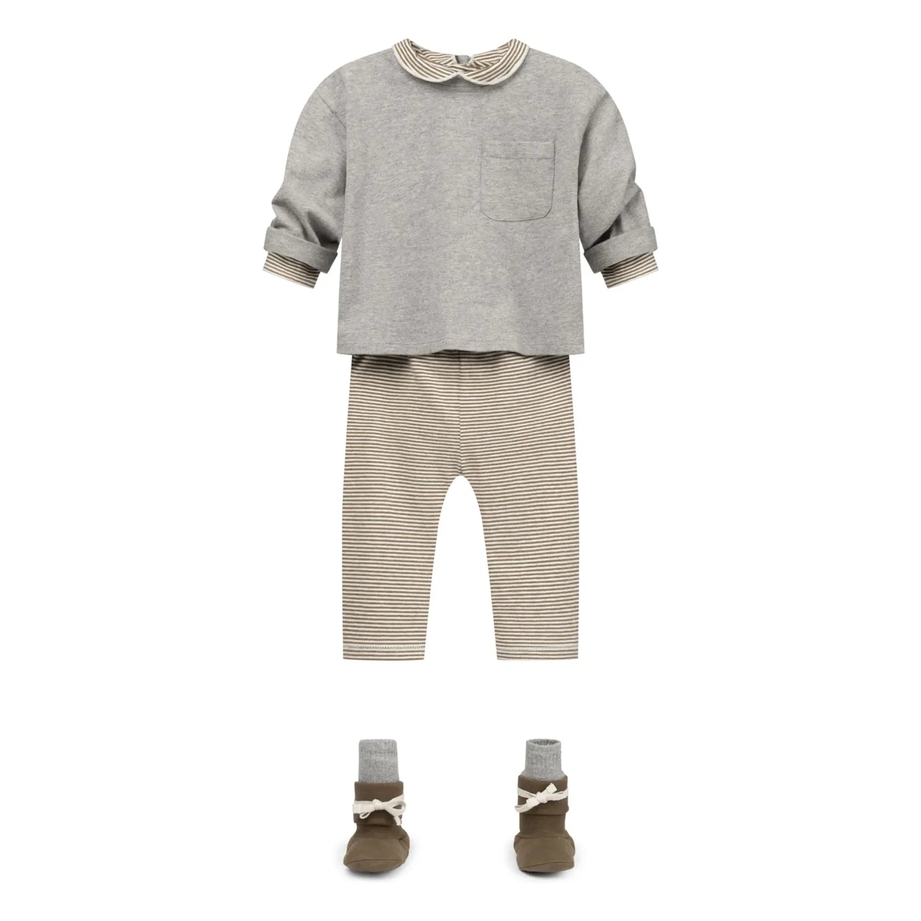 Gray Label - Leggings a rayas Mini Algodón Orgánico | Marrón caqui