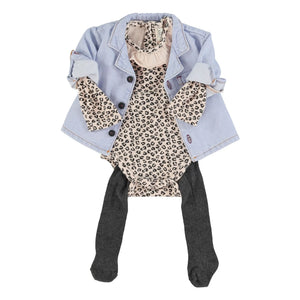 Piupiuchick - Body de algodón orgánico con cuello de leopardo | Rosa claro