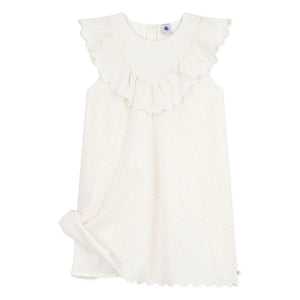 Petit Bateau - Vestido de algodón con bordado de corazón de encaje inglés | Blanco