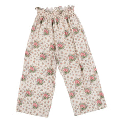 Babe & Tess - Pantalón de Lino con Estampado Floral | Crudo