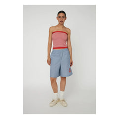 Stella Nova - Pantalones cortos de algodón orgánico a rayas con bordado | Azul