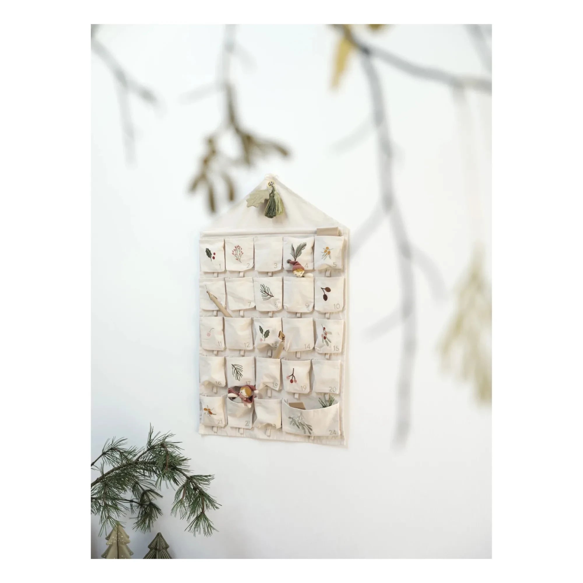 Fabelab - Calendario de Adviento Bordado de Algodón Orgánico Yule Greens