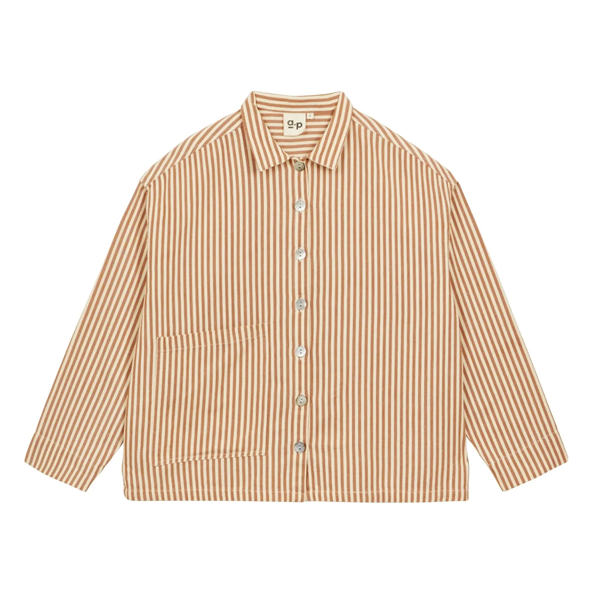 a.p - Camisa de rayas de algodón | Marrón