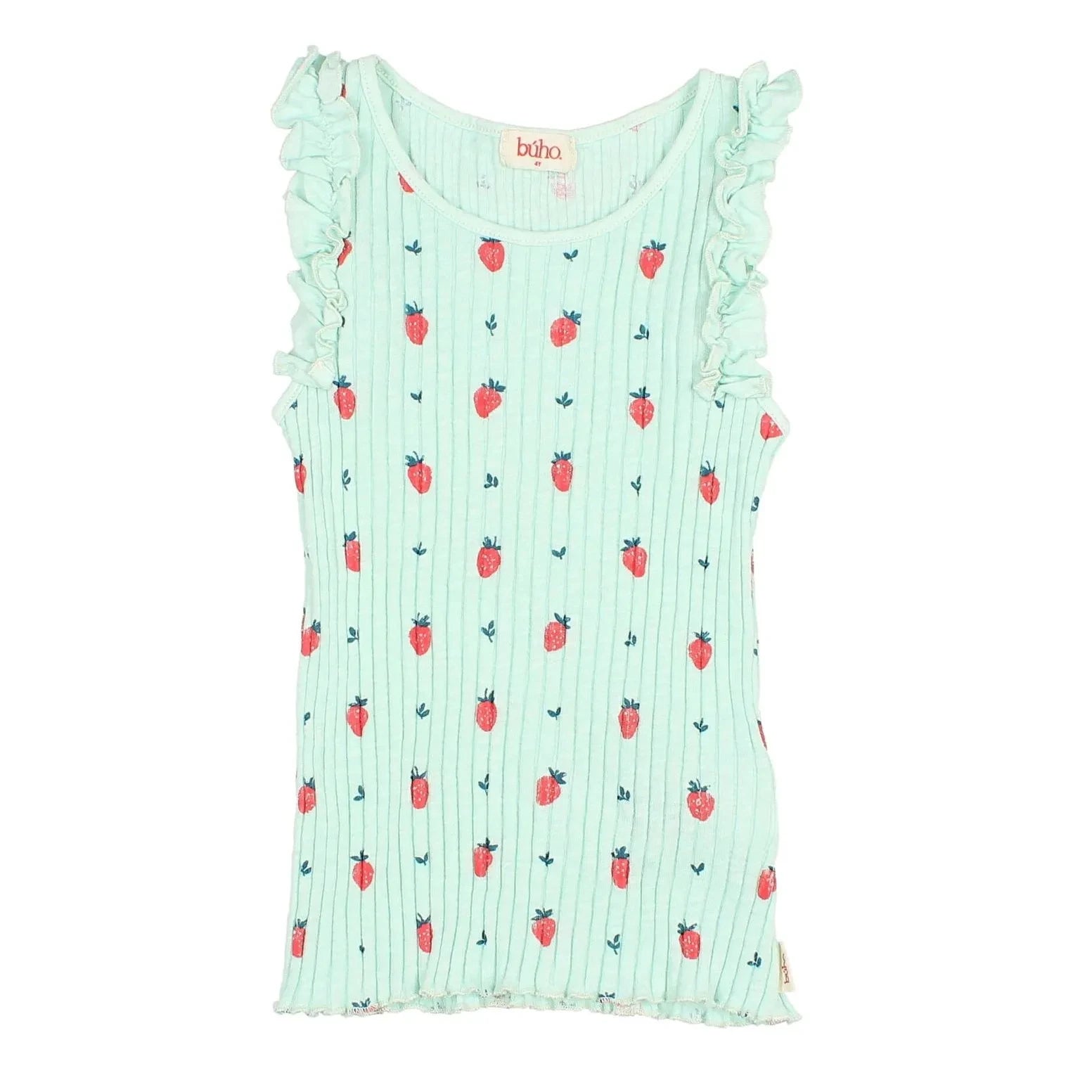Búho - Camiseta de tirantes con volantes de fresas de algodón orgánico | Agua