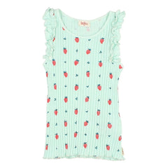 Búho - Camiseta de tirantes con volantes de fresas de algodón orgánico | Agua
